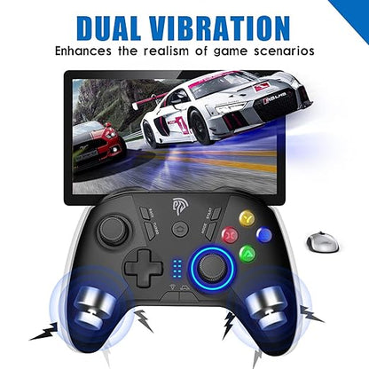 EasySMX 2.4G Wireless Gaming Controller for Windows PC, Steam Deck, PS3 & Android TV Box, Plug and Play Gamepad with Dual Vibration, 4 Back Paddles, Up to 14-Hour Battery Life