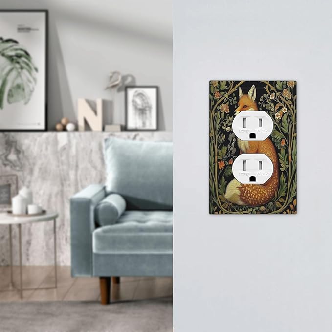 Fox Morris Plants Flowers Vine Colorful Floral Outlet Covers 1 Gang Duplex Light Switch Cover Decorative Switch Plates Electrical Receptacle Faceplate Wall Plate For Bed Room Living Room Decor