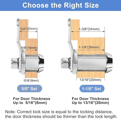 Tool Box Lock RV Storage Lock, 1-1/8" Cam Lock Keyed Alike, Toolbox Locks Replacement for File Cabinet Storage Door on Camper Mailbox Lock, Zinc Alloy (1-1/8 Inch 2 Pack)
