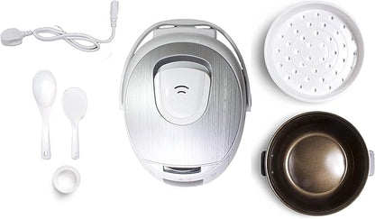 Yum Asia Sakura Rice Cooker with Ceramic Bowl and Advanced Fuzzy Logic (8 Cup, 1.5 Litre) 6 Rice Cook Functions, 6 Multicook Functions, Motouch LED Display, 120V Power (White and Siver)