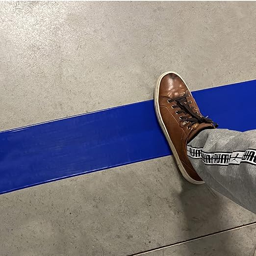 SmartSign Blue 4 inch x 100 feet Floor Marking Tape, 32 mil Vinyl Floor Tape, Superior Mark Industrial Use Safety Tape with Beveled Edges, Strong Adhesive, for Gym/Warehouse/Courts