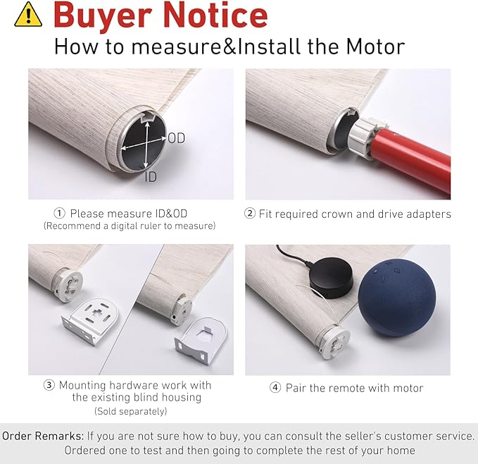 Rollerhouse Motor Only for 1.25" (32mm) Tube - Battery Powered Tubular Shade Motor - Fits 32mm Outside Diameter Roller Blinds - Requires Separate Remote & Charger (Motor Unit Only)