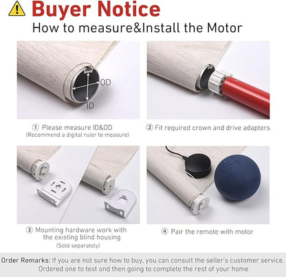Rollerhouse Motor Only for 1.25" (32mm) Tube - Battery Powered Tubular Shade Motor - Fits 32mm Outside Diameter Roller Blinds - Requires Separate Remote & Charger (Motor Unit Only)