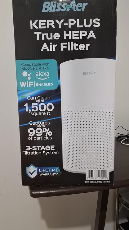 Air Purifiers for Home Large Room Pets Up to 1800 Ft² - Smart WiFi & Voice Control True HEPA Air Purifier For Home Bedroom Smoke, Dust, Pet Dander, Pollen, Sleep Mode - Kery Plus