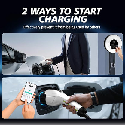 Level 2 EV Charger, 40Amp 9.6KW Fast Wall Home Charging Station-NEMA 14-50 EVSE w/ J1772 Connector, 240V NEMA 14-50 Plug-WiFi & APP Enabled,27.3ft Charging Cable, EC41 White