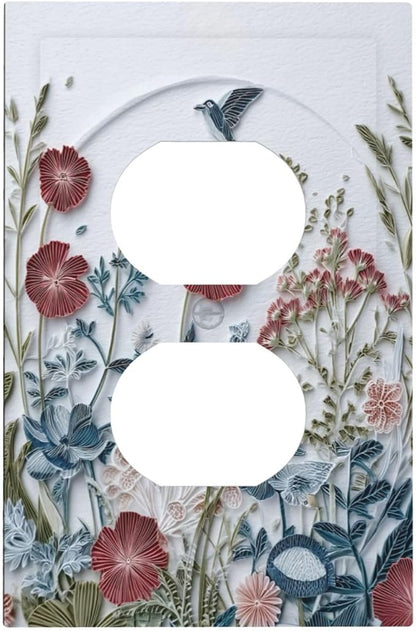 Wildflowers Flowers Floral Plants Duplex Outlet Wall Plate Cover Decorative Light Switch Covers Electrical Faceplate Switch Plates for Bathroom Kitchen Home
