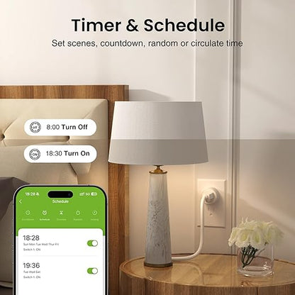GHome Smart 5G 15A WiFi Smart Plug Compatible with Alexa and Google Home, Outlet Timer Smart Home WiFi Outlet Timer with Remote Control, 5GHz and 2.4GHz Wi-Fi Sockets, ETL FCC Listed, White, 2 Pack