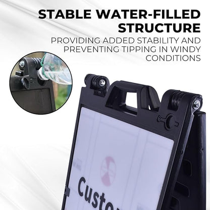 Outdoor A-Frame Sandwich Sign Board, 24"x36" Water-Filled, Double-Sided Customizable Panel for Outdoor Advertising