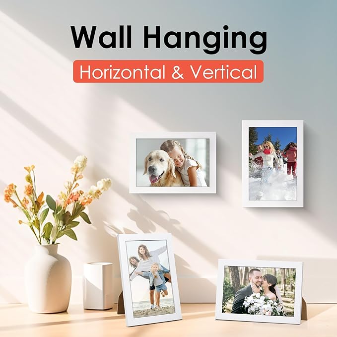 FIXSMITH 4x6 Picture Frame Set of 10, White Photo Frames Bulk with HD Plexiglass for Wall Hanging or Tabletop Display, Multi Picture Frames Collage for Wall Decor