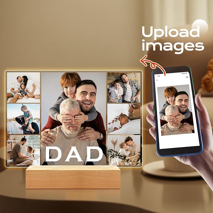 Custom Picture Frame with Photo, Customized Picture Frames, Personalized Photo Frame, Personalized Valentines Day Gifts for Dad Baby Kid Family