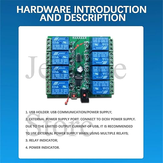 LCUS-8 USB Relay Module 8 Channel with Overcurrent Protection for Home Automation, Serial Control, Intelligent USB Switch