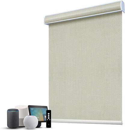 SmartWings Motorized 100% Blackout Shades Blinds, Custom Size, Cordless Window Shades with Rechargeable Battery, Work with Matter/Apple HomeKit, Alexa, Thread/Zigbee, Remote Optional, Vigor Cream