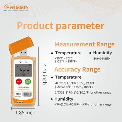 Frigga M2H 5pcs Reusable Temperature Humidity Data Logger USB Digital Temperature Recorder Multi-Use 28800 Points High Accuracy PDF CSV Report