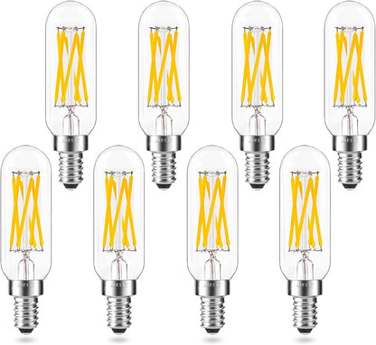 Dimmable T8 Antique LED Light Bulb, E12 Small Candelabra Base, 60W Equivalent Tube Soft White 3000K, 600 Lumens, 6-Watt Filament Edison Bulb for Chandelier, Home, Clear Glass (8-Pack)
