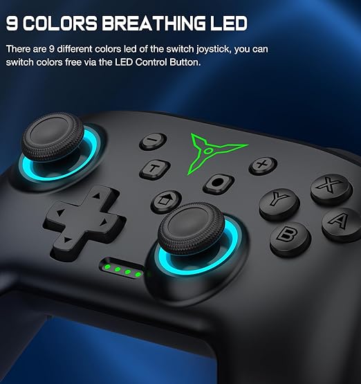Switch Controller, Wireless Switch Controller Compatible with Switch Controller/Switch 2/Switch Lite/OLED, Wireless Switch Controllers Work with iOS/Android/PC with RGB Light, Programmable, TURBO & Wakeup