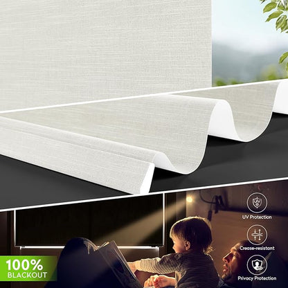 ZSTARR Motorized Blackout Roller Blinds with Remote Control,Rechargeable Smart Window Shades Compatible with Alexa Google via Hub,Fabric Wrapped Valance, Custom Size (Beige)