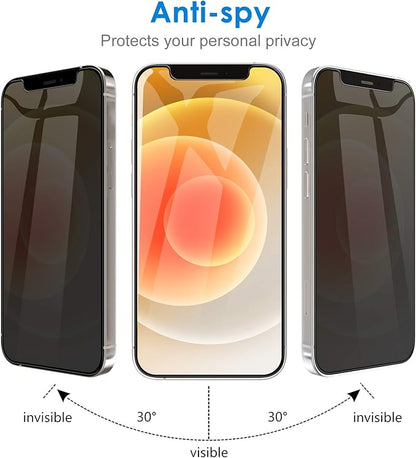 JETech Privacy Screen Protector for iPhone 12 6.1-Inch with Camera Lens Protector, Anti Spy Tempered Glass Film, 2-Pack Each