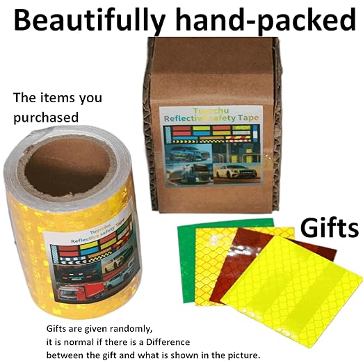 Yellow Reflective Tape 3 inch, Outdoor Waterproof High Visibility Warning Industrial Marking Tape, Safety Stickers (11 feet)