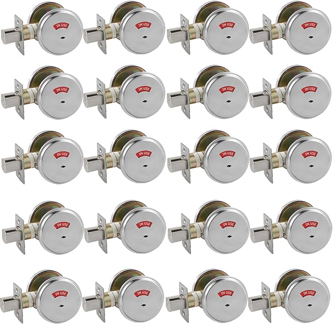 in-Use/Vacant Commercial Deadbolt, Heavy Duty Satin Chrome Grade 2 Privacy Indicator Deadbolt for Bathroom/Office, UL3 Hour Fire Rated, Left&Right Handed, 2 3/4" Backset, 20 Packs