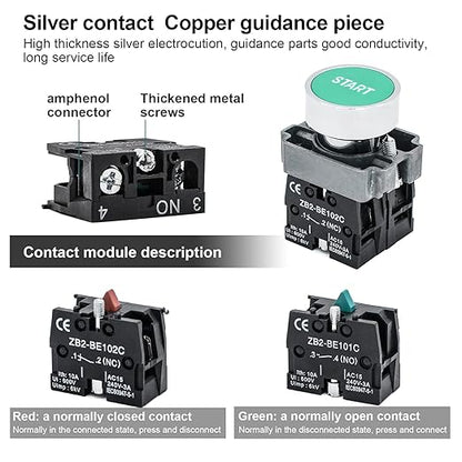IP67 Outdoor Waterproof Box 2 Push Button (Letter) Emergency Stop Button Momentary Push Button Button with Protective Cover Anti-misoperation Switch(AC/DC 6A-110V/3A-240V/2.5A-380V)