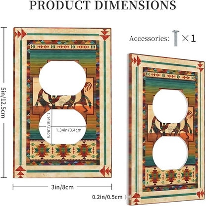 Decorative Outlet Covers Native American African Afro 1 Gang Duplex Light Switch Cover Plate Unique Wall Plate Electrical Switch Plate Covers for Home Bedroom Decor（2 Pack）