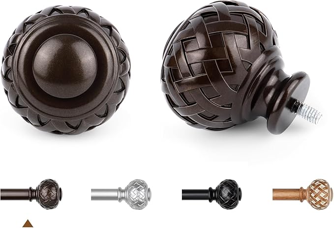 TONIAL Bronze Curtain Rod 32 to 120 Inches, 7/8 Adjustable Curtain Rods for Windows 20 to 116 Inches, Splicing Drapery Rods Heavy duty with Netted Texture Finials