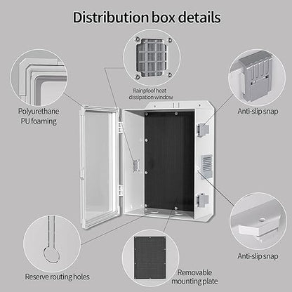 Outdoor Electrical Junction Box, ABS Water Resistant Enclosure with Internal Mounting Panel & Hinged Cover (13" H* 9.2" L* 5.6" W)