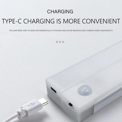 4 Pcs Punch-Free Smart Sensor Magnetic Rechargeable Led Lights, Motion Sensor Light Indoor, USB C Rechargeable Closet Under Counter Lighting for Kitchen,Wardrobe,Cupboard (30cm/11.8in)