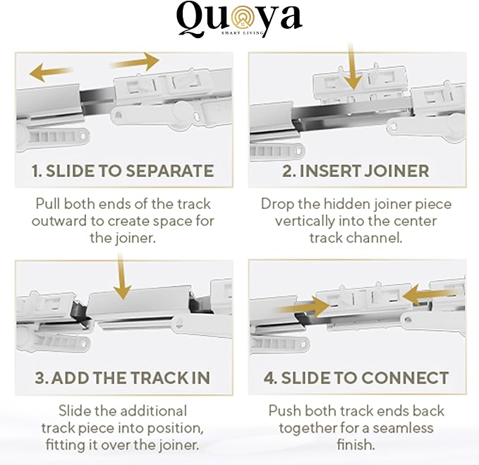 Quoya BL01 Smart Electric Curtain Track 【Beltless, Adjustable, No Cutting, Adjustable Speed, Quiet, Compatible with Alexa, Google, Siri, Apple Watch, Remote Included】(TWO WAY OPENING ONLY)