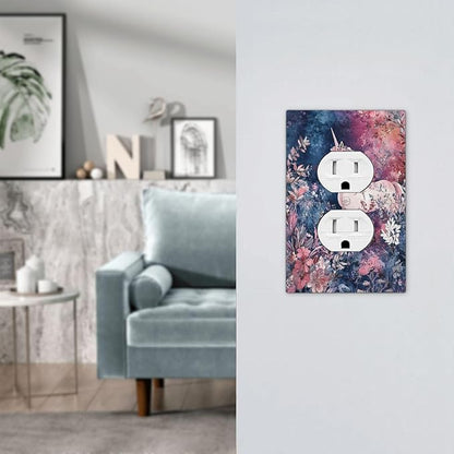 Outlet Covers Fantastic Pink Unicorn Wildflower Forest 1 Gang Duplex Light Switch Cover Plate Decorative Switch Plate Covers Electrical Socket Cover for Bedroom Kids room Decor