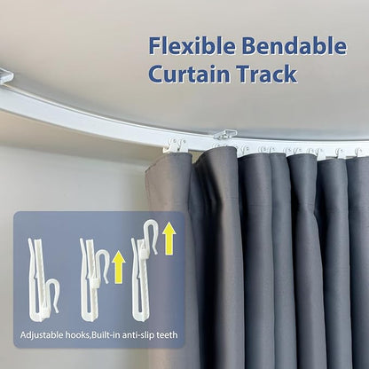 Room Divider Ceiling Mounted Curtains Track Sets Extra Wide Blackout Curtain Flexible Tracks for Bedroom Privacy Partition Separator, 1 Panel Grey Drape and White Rail, W12.5 x H10ft