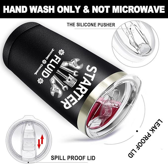 SpenMeta Mechanic Gifts - Mechanic Gifts for Men, Car Guy, Car Enthusiast - Christmas Birthday Fathers Day Gift for Mechanics - 20oz Starter Fluid Tumbler Cup