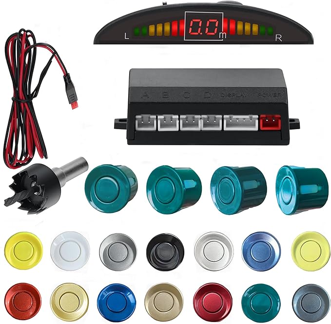 Parking Sensor Kit Backup Sensor Kit Reverse Sensor for Car 18 Color Options for Probes Adjustable Alarm Volume Professional Sensore de Reversa para Carro Safe Driving Assistant（Green）