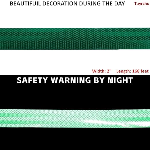 Non Fading Green Reflective Tape Outdoor Waterproof 2 inch, High Visibility Warning Industrial Marking Tape,Safety Stickers (68 feet)