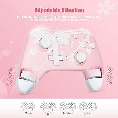 Mytrix Wireless Controller for Windows PC iOS Android Steam Deck, Bluetooth Controller with Programmable Buttons, Turbo & Vibration - Pink
