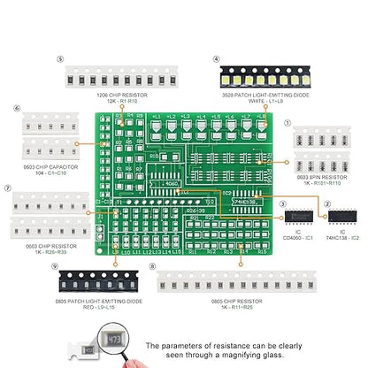 SMD Soldering Practice Kit DIY 15-Way RGB Flash LED Autocontrol SMT Electronics Projects Learn How to Soder(0315CD4)
