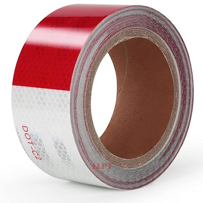 LLPT Reflective Tape 2” x 33 Ft DOT-C2 High Visibility Safety Tape Flexible Waterproof Intense Reflector for Trailer Truck Car RV Boat Camper Color Red White (RT203RW)