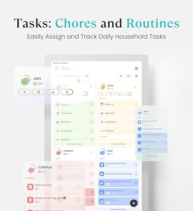 Cozyla Mate Digital Calendar+ 2: 32 Inch Wall Touch Screen Chore Chart Customizable Dashboard Smart Electronic Calendar for Family Schedules Meal Planner Supports All Google Play Apps Wall Mount White