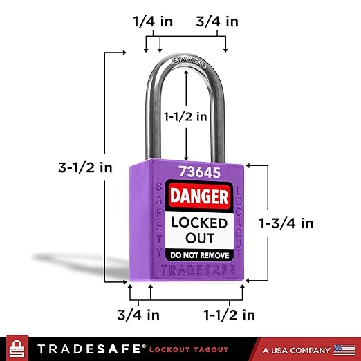TRADESAFE Lockout Tagout Locks Set - 10 Purple Loto Locks, Lockout Locks Keyed Different, 2 Keys Per Lock, OSHA Compliant Lock Out Tag Out Padlocks, Safety Padlocks for Electrical Lockout Tag Out Kits