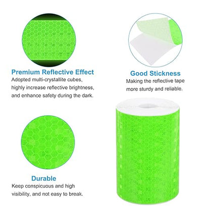 PATIKIL 4 Inch x 33 ft Reflective Tape, 1 Roll Waterproof Self Adhesive High Visibility Caution Warning Safety Tape Reflector with Scraper for Trucks Trailers Cars, Green