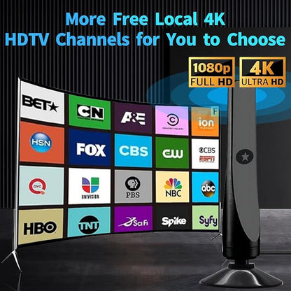 TV Antenna, Amplified HD Digital TV Antenna,for Long Range Reception,All Smart HD Digital Antennas with Amplifier Signal Booster for Local Channels Supports 4K 1080P,with High Performance Coax Cable-T