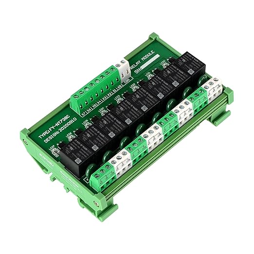 Relay Board, 8 Channel 1 SPDT DIN Rail Mount 24V DC/AC Relay, Interface Board