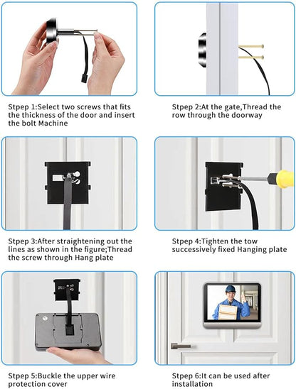 1080P Door Peephole Camera 4.3 inch Smart Visual Intercom Doorbell with Two Way Call, PIR Body Detection, 5000mah Rechargeable Battery Cloud SD