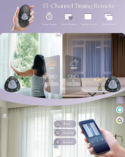 Graywind Hardwired Smart Curtains Motorized Sheer Curtains with Remote Alexa Google Control for Sliding Sheer Drapes One-Way or Split Draw, Custom Width to 220" (Sheer Solid White)