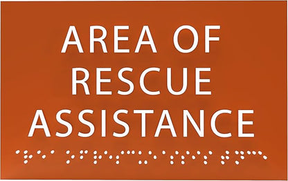 6" X4" Area of Rescue Assistance Sign- Tactile Graphics Grade 2 Braille Text ADA Compliant Sign |ADA Compliant Plastic Signs for Schools, Offices, Businesses, Apartments & Restaurants