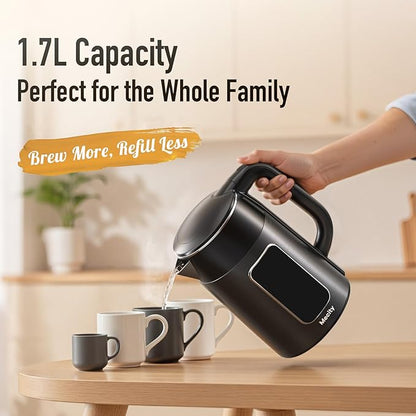 Mecity Electric Kettle 1.7L Touch Screen Temperature Control Water Boiler, No Plastic Contact with Water. 6 Preset Temperature Programs, 2 Hours Keep Warm, Dark Grey