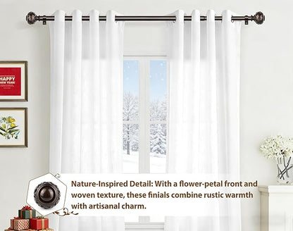 TONIAL Bronze Curtain Rod 32 to 120 Inches, 7/8 Adjustable Curtain Rods for Windows 20 to 116 Inches, Splicing Drapery Rods Heavy duty with Netted Texture Finials