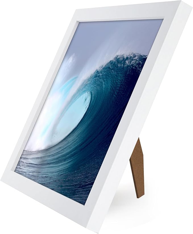 Americanflat 8x8 Picture Frame with Shatter-Resistant Glass - Signature Collection - Gallery Style Frames Made of Engineered Wood - Square Frame for Tabletop and Wall Display - White