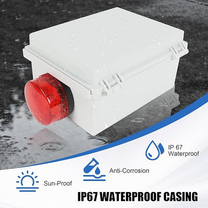 JDMSPEED Sump Pump High Water Septic Tank Alarm with Bright Flashing Light 110 db Alarm IP67 Casing