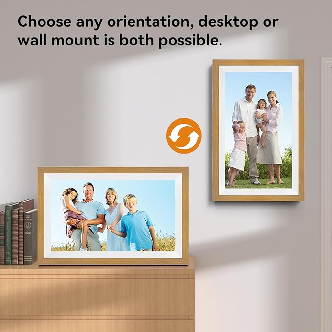 15.6 Inch Smart Digital Picture Frame with Wi-Fi 6, 32GB Storage, IPS Touch Screen, Auto-Rotation, Music Sync, Weather & Clock - Ideal Gift for Families